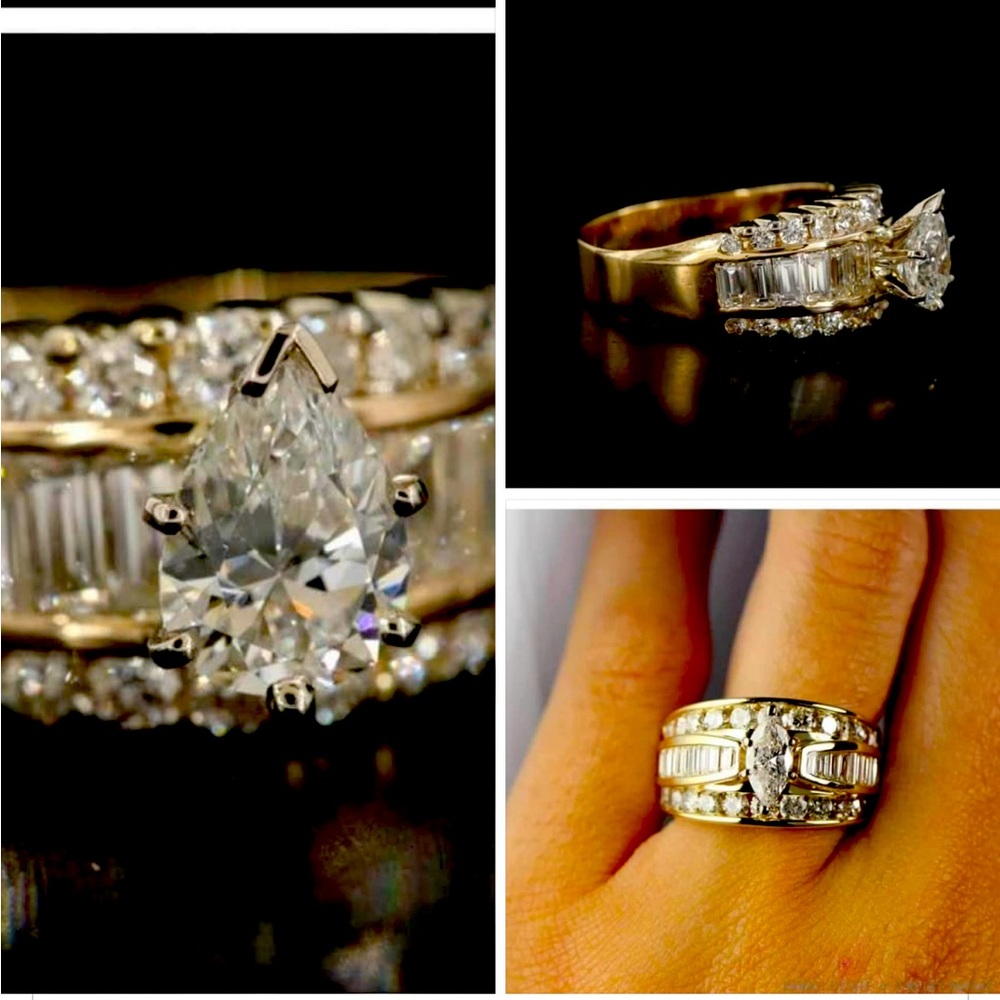 11/2  carat natural diamond ring. Retail 5000. Sale $1500. Size 73/4. Guaranteed